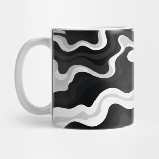 Monochrome Waves: Modern Abstract Ebb and Flow Mug